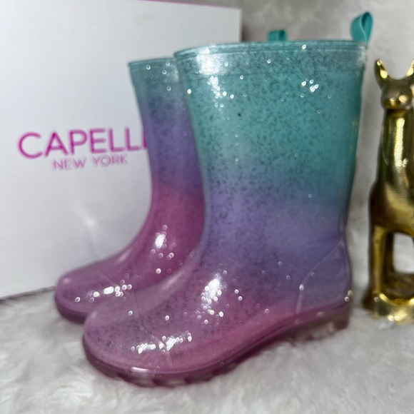 Capelli Girls Glitter Waterproof Rain Boots for Girls Sparkle Rainbow - Picture 4 of 10